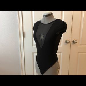 Mesh plunge bodysuit
